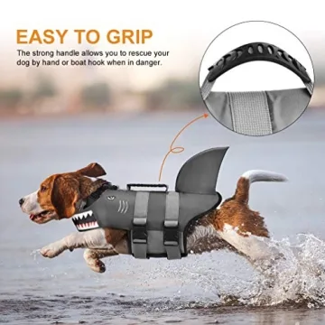 Dog Life Jacket Swimming Vest - Shark Design & Safety Handle