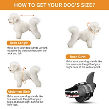 Dog Life Jacket Swimming Vest - Shark Design & Safety Handle
