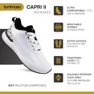 Tommaso Capri II Indoor Cycling Shoes Women Spin Shoes Women Indoor Cycling SPD Shoes SPD Clips Womens Cycle Shoes Cycling Sneakers SPD Cycling Shoes Women, Shoe with SPD Cleats -Leopard 6