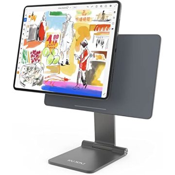 KU XIU Foldable Magnetic Stand for iPad Pro 12.9'', Portable 360° Adjustable Desktop Stand Holder C...