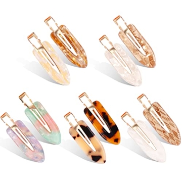 KesaPlan 10PCS No Bend Hair Clips, Acrylic Resin No Crease Hair Clips for Styling, Colorful Creasele...