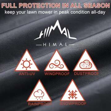 Himal Outdoors Lawn Mower Cover -Tractor Cover Fits Decks up to 54" Heavy Duty Protector 420D Polyester Oxford, Solar Radiation Protection Universal Fit with Drawstring