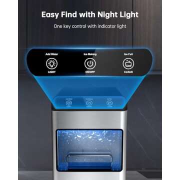 Ice Makers Countertop Nugget for Home Kitchen 37LBS, Pebble Counter Top Ice Machine, Mini Small Ice Maker,Portable Sonic Chewable Pellet Soft Icemaker, LED Maquina de Hielo Tabletop Self Cleaning