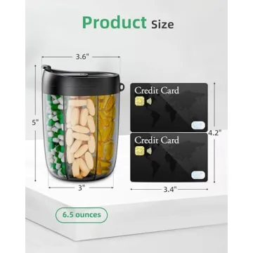 PULIV Large Supplement Organizer Bottle, Holds Plenty of 6 Various Vitamins in 1 Pill Dispenser with Anti-Mixing & Wide Openings Design, Easy to Retrieve Meds, Includes 20 Pcs Stick-on Labels