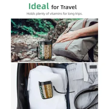 PULIV Large Supplement Organizer Bottle, Holds Plenty of 6 Various Vitamins in 1 Pill Dispenser with Anti-Mixing & Wide Openings Design, Easy to Retrieve Meds, Includes 20 Pcs Stick-on Labels