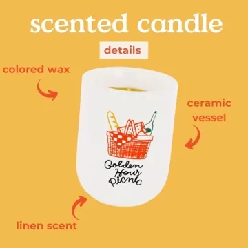 ban.do Fresh Linen Scented Candle Elegant Ceramic Vessel