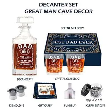 Dad Gifts for Fathers Day,Gifts for Dad,Dad Gifts from Daughter Men's Bar Accessories,Cool Gifts for Dad Exquisite Dad Whiskey Decanter Gift Set