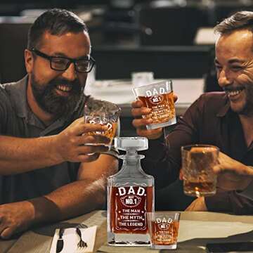 Dad Gifts for Fathers Day,Gifts for Dad,Dad Gifts from Daughter Men's Bar Accessories,Cool Gifts for Dad Exquisite Dad Whiskey Decanter Gift Set