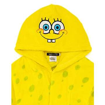 SpongeBob SquarePants Dressing Gown Kids Yellow Character Pjs Robe