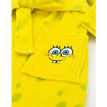 SpongeBob SquarePants Dressing Gown Kids Yellow Character Pjs Robe
