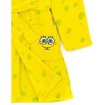 SpongeBob SquarePants Dressing Gown Kids Yellow Character Pjs Robe