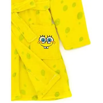 SpongeBob SquarePants Dressing Gown Kids Yellow Character Pjs Robe