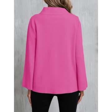 Saodimallsu Womens Turtleneck Sweater 3/4 Sleeve Casual Fall Sweaters 2024 Knit Loose Pullover Jumper Top Rose Red