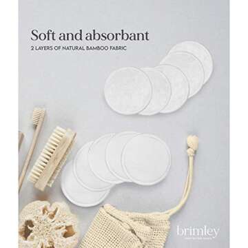 Brimley 16 Pack Reusable Cotton Pads, Washable Makeup Remover Bamboo Rounds for Sensitive Face with 2 Cotton Mesh Laundry Bags