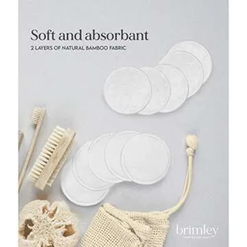 Brimley 16 Pack Reusable Cotton Pads, Washable Makeup Remover Bamboo Rounds for Sensitive Face with 2 Cotton Mesh Laundry Bags