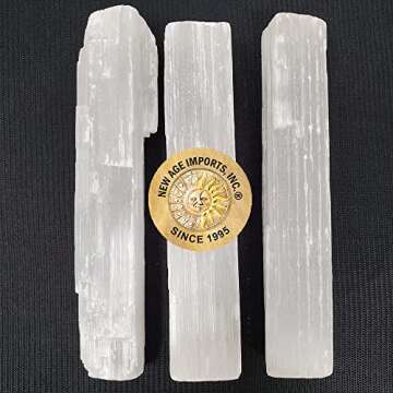 New Age Imports, Inc.® ~ Premium Quality Selenite Sticks 4". Great for Wicca, Reiki, Healing, Metaphysical, Chakra, Positive Energy, Meditation, Protection, Decoration or Gift (4" - 3 Stick Pack)
