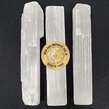 New Age Imports, Inc.® ~ Premium Quality Selenite Sticks 4". Great for Wicca, Reiki, Healing, Metaphysical, Chakra, Positive Energy, Meditation, Protection, Decoration or Gift (4" - 3 Stick Pack)