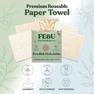 FEBU Swedish Dishcloths - Eco-Friendly Reusable Kitchen Towels