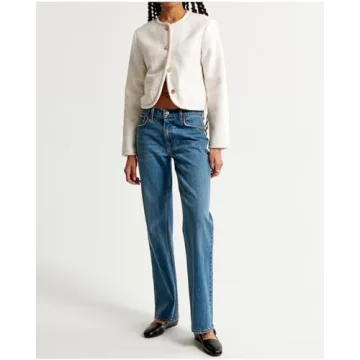 SCOFEEL Cropped Tweed Blazer Jackets for Women Elegant Slim Collarless Business Casual Outfits White