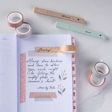 DIVERSEBEE Pastel Washi Tape Set, 5 Rolls Decorative Scrapbook Tape, Cute Craft Tape, Scrapbooking Bullet Journal Supplies, Bible Journaling, Planner Accessories, Gift Wrap Tape (Forest)