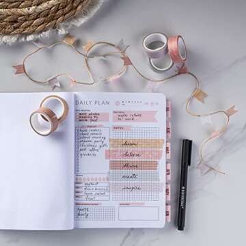 DIVERSEBEE Pastel Washi Tape Set, 5 Rolls Decorative Scrapbook Tape, Cute Craft Tape, Scrapbooking Bullet Journal Supplies, Bible Journaling, Planner Accessories, Gift Wrap Tape (Forest)