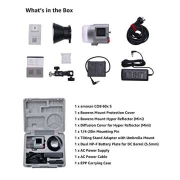 Aputure amaran COB 60xS Video Lighting amaran 60x Upgrade bi-Color Bowens Mount Point-Source LED Studio Light, SSI (D56) of 87, 33,300 lux @ 1m,App Control,9 Lighting FX (amaran 60x S)