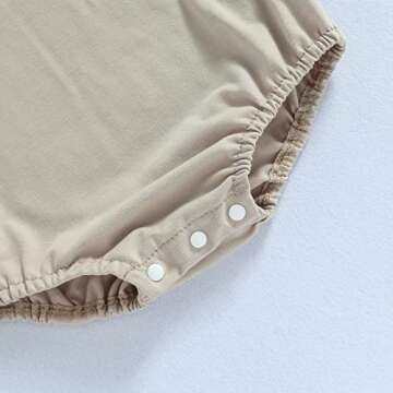 Hoanselay Newborn Infant Baby Boy Girl Basic Plain Pocket Short Sleeve Romper Bodysuit Tops Solid Summer Outfit Clothes (A-Khaki, 0-3 Months)