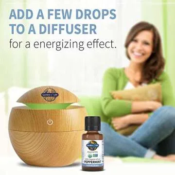 Garden of Life Essential Oil, Peppermint 0.5 fl oz (15 mL), 100% USDA Organic & Pure, Undiluted & Non-GMO - for Diffuser, Aromatherapy, Meditation - Energizing, Invigorating, Refreshing, Uplifting