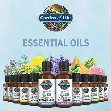 Garden of Life Essential Oil, Peppermint 0.5 fl oz (15 mL), 100% USDA Organic & Pure, Undiluted & Non-GMO - for Diffuser, Aromatherapy, Meditation - Energizing, Invigorating, Refreshing, Uplifting