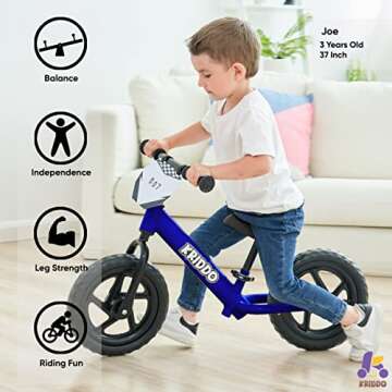 KRIDDO Toddler Balance Bike 2 Year Old, Age 18 Months to 5 Years Old, 12 Inch Push Bicycle with Cust...
