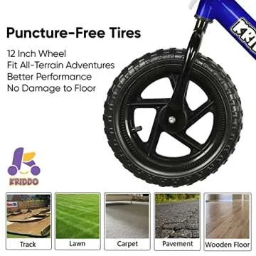 KRIDDO Toddler Balance Bike 2 Year Old, Age 18 Months to 5 Years Old, 12 Inch Push Bicycle with Customize Plate (3 Sets of Stickers Included), Steady Balancing, Gift Bike for 2-3 Boys Girls, Blue