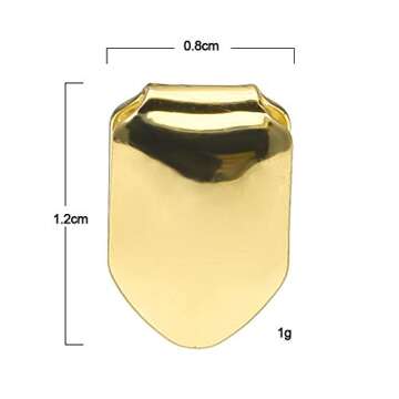 HuiYouHui 2 Pieces 14K Plated Gold Grillz Mouth Teeth, Hip Hop Teeth Plain, Top Tooth Single Grill Cap for Teeth Mouth, Party Accessories Teeth Grills (Color : Gold)