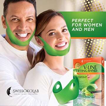 SWISSÖKOLAB V shape lifting up Face Mask Chin Up Patch Double Chin Reducer Chin Contour Tightening Firming Face Lift Tape Mask V-Line Neck Lifting Patches V Shaped Slimming Face Mask 5 pcs