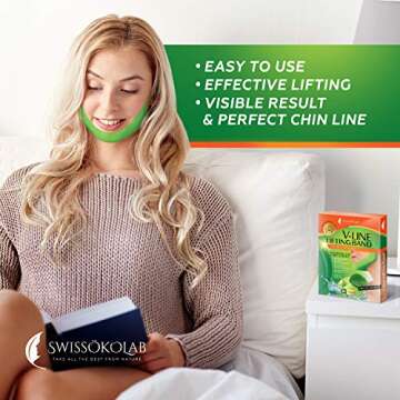 SWISSÖKOLAB V shape lifting up Face Mask Chin Up Patch Double Chin Reducer Chin Contour Tightening Firming Face Lift Tape Mask V-Line Neck Lifting Patches V Shaped Slimming Face Mask 5 pcs