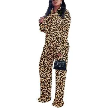 kaimimei Casual 2 Piece Outfit for Women - Linen Long Sleeve Button Down Shirt + Flare Pleated Wide Leg Pants Sets Streetwear