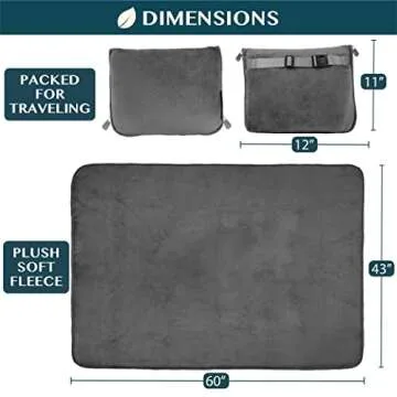 PAVILIA Soft Travel Blanket 2-in-1 Compact Pillow Set