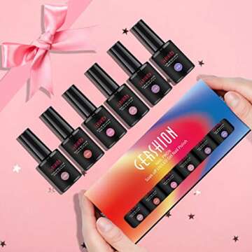GERSHION Gel Nail Polish Nude, Nail Gel Polish Set Soak Off UV LED Required Gel Polish Kit Gel Nail Polish 10ml 6 Bottles Natural Colors DIY Salon Nail Art Starter Gift Box H-03
