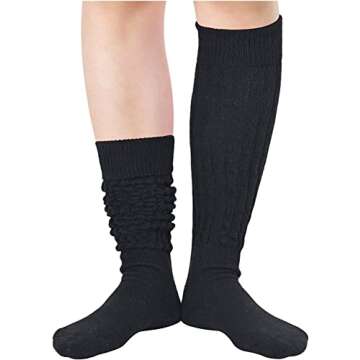 Zmart Black Slouch Socks for Women, Tall Black Stack Scrunch Socks