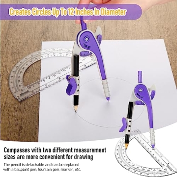 EBOOT Geometry Math Set - Compass & Protractor (Purple)