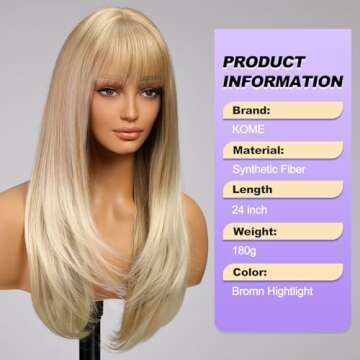 KOME Blonde Highlight Layered Wig for Women | Style & Fun