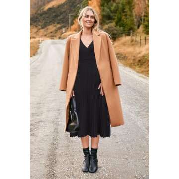 OUGES Black V Neck Sweater Dress for Women 2024