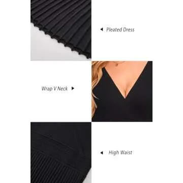 OUGES Black V Neck Sweater Dress for Women 2024