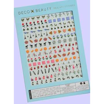 Deco Beauty Picnic Nail Stickers - Lightweight & Easy-to-Apply Nail Art with Cute & Trendy Designs -...