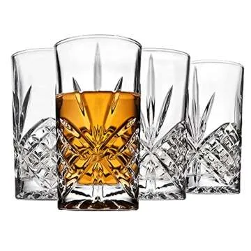 Godinger Highball Drinking Glasses - Set of 4 Elegant Cups