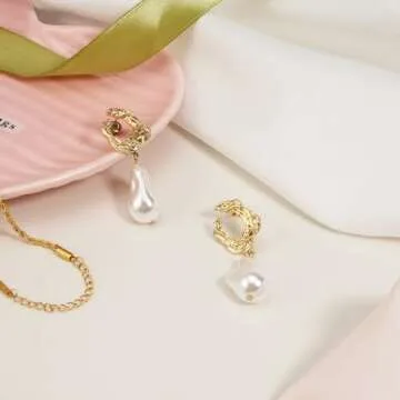 Yowivon Pearl Drop Earrings Elegant Hypoallergenic Jewelry