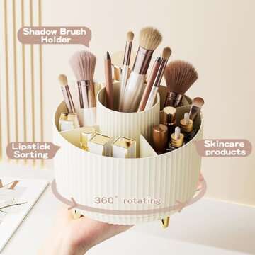 360° Rotate Makeup Brush Holder Organizer, Makeup Organizers Countertop, Makeup organization and Sk...