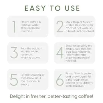 Milliard Descaler Powder - Coffee & Espresso Machine Descaling Cleaning Solution For Use With Keurig, Breville, Nespresso, Delonghi & More (1 lb, 9 Uses)