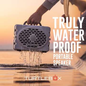 Turtlebox Gen 2: Loud! Outdoor Portable Bluetooth 5.0 Speaker | Rugged, IP67, Waterproof, Impact Resistant & Dustproof (Plays to 120db, Pair 2X for True L-R Stereo), Thunderhead Gray/Black