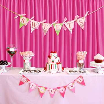 Hiasan Fuchsia Backdrop Curtains for Parties, Polyester Photography Backdrop Drapes for Family Gatherings, Wedding Decorations, 5ftx10ft, Set of 2 Panels