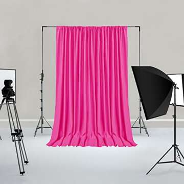 Hiasan Fuchsia Backdrop Curtains for Parties, Polyester Photography Backdrop Drapes for Family Gatherings, Wedding Decorations, 5ftx10ft, Set of 2 Panels